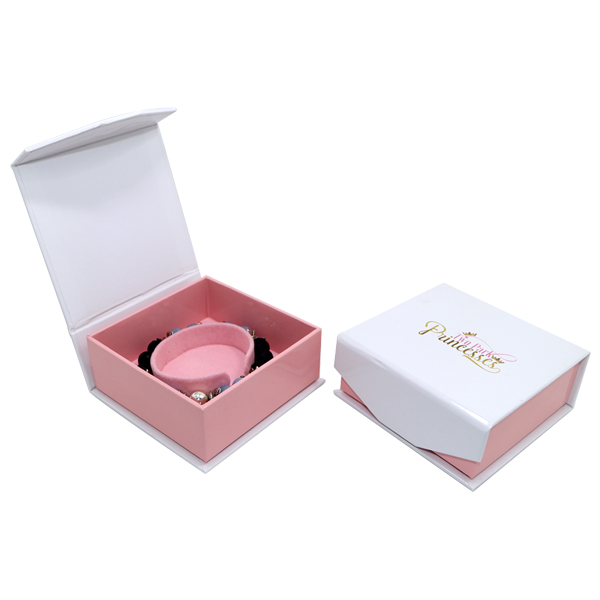 flip top magnet closure linen jewelry box with microfiber jewelry pouch inside WL220504-2