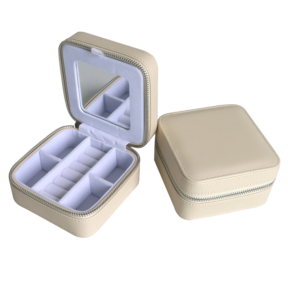 flip top magnet closure linen jewelry box with microfiber jewelry pouch inside WL220514-2